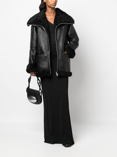 Halfboy Panelled Zip-up Leather Jacket In Black