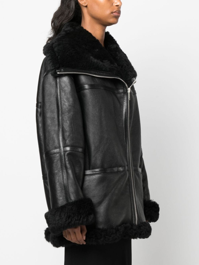Halfboy Panelled Zip-up Leather Jacket In Black