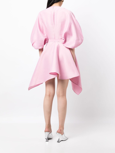 Shop Marques' Almeida Puff-sleeve Taffeta Minidress In Pink