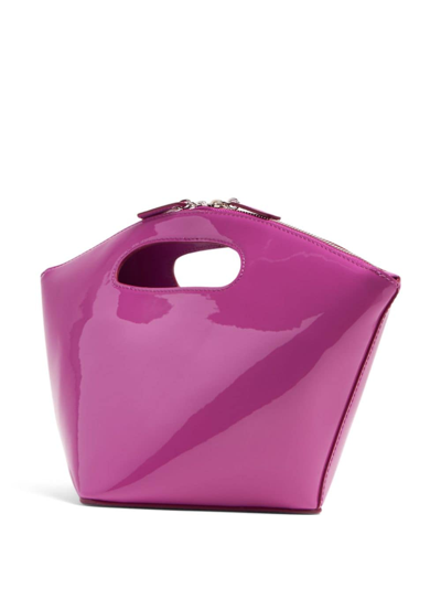 Shop By Far Rubik Patent-leather Tote Bag In Pink