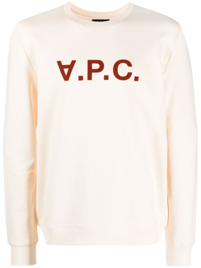 Shop Apc V.p.c. Logo-print Cotton Sweatshirt In Neutrals