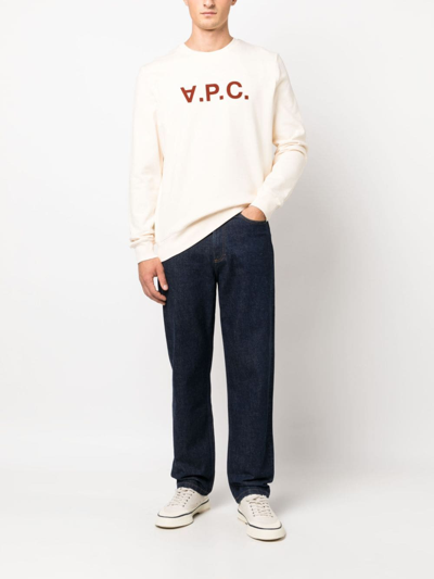 Shop Apc V.p.c. Logo-print Cotton Sweatshirt In Neutrals
