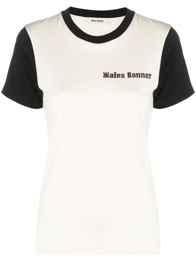 Shop Wales Bonner Logo-print Short-sleeve T-shirt In Neutrals