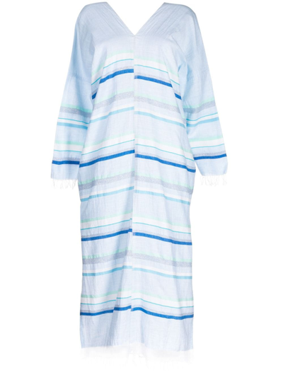 Shop Lemlem Ruki Stripe-print Dress In Blue
