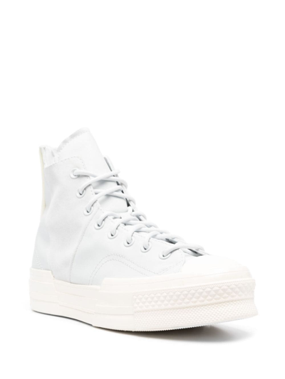 Shop Converse Asymmetric High-top Suede Sneakers In Blue