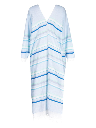 Lemlem + Net Sustain Ruki Striped Cotton-blend Kaftan In Blue