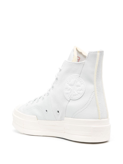 Shop Converse Asymmetric High-top Suede Sneakers In Blue