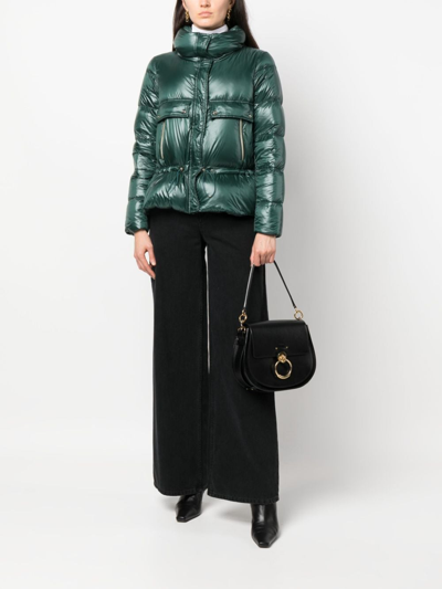 Herno Peplum Puffer Jacket In Green