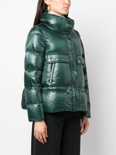 Herno Peplum Puffer Jacket In Green