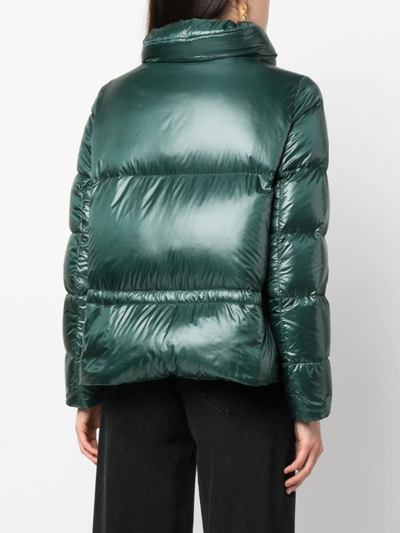 Herno Peplum Puffer Jacket In Green