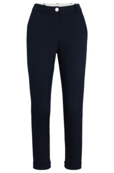 Hugo Boss Regular-fit Trousers In Stretch-cotton Twill In Dark Blue