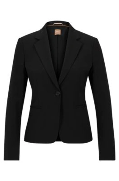 Shop Hugo Boss Regular-fit Button-up Jacket In Virgin Wool In Black