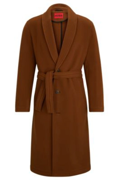 Shop Hugo Regular-fit Coat In A Wool Blend In Brown