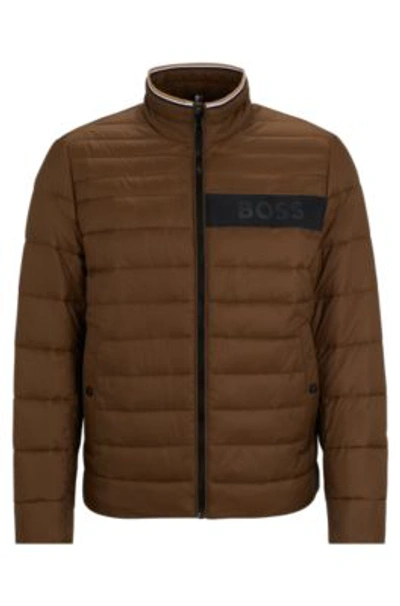 Shop Hugo Boss Water-repellent Jacket With 3d Logo Tape In Light Green