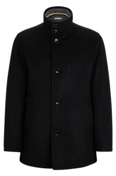 Shop Hugo Boss Relaxed-fit Coat In Virgin Wool And Cashmere In Black