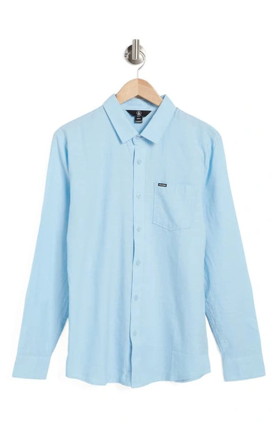 Shop Volcom Orion Cotton Oxford Button-down Shirt In Aquamarine