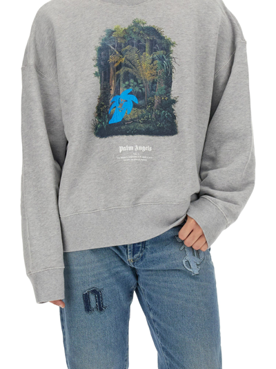 Shop Palm Angels Hunting In The Forest Sweatshirt In Grigio