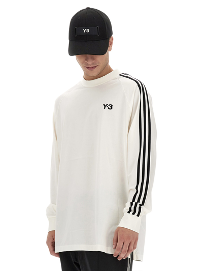 Shop Y-3 T-shirt With Logo In Bianco