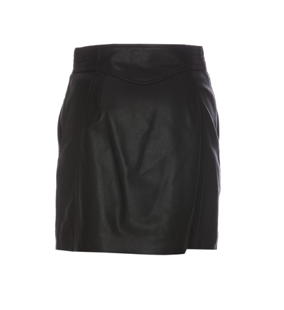 Shop Pinko Leather Gloom Skirt In Black