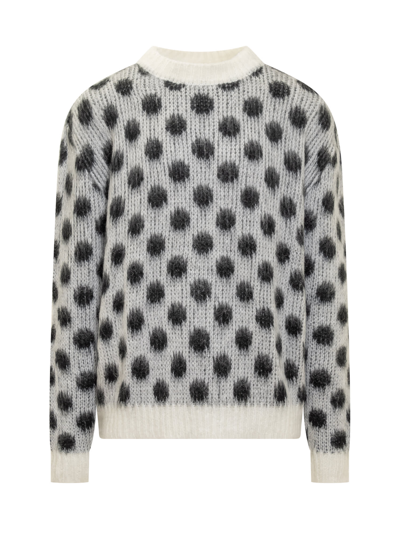 Shop Marni Polka Dot Sweater In Nero Bianco