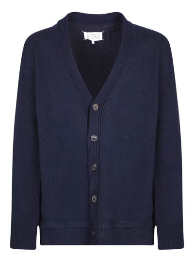 Shop Maison Margiela V-neck Knit Cardigan In Blue