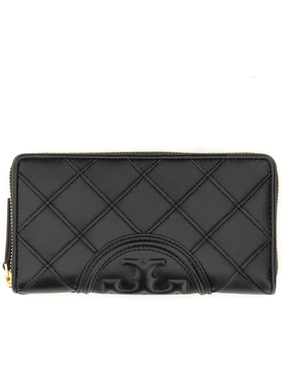 Tory Burch Fleming Zip Continental Wallet In Nero