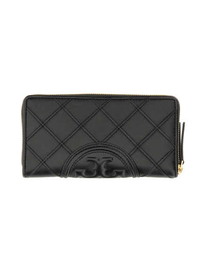 Tory Burch Fleming Zip Continental Wallet In Nero