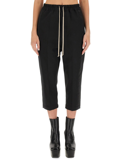 Shop Rick Owens Drawstring Astaires Cropped Pants In Nero