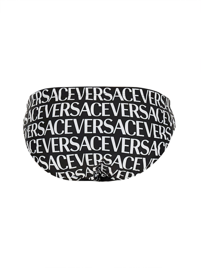 Shop Versace Beach Briefs With Allover Logo In Nero