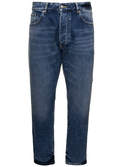 Shop Icon Denim Jeans Regular Corto In Blu
