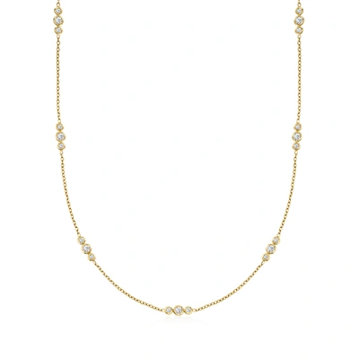 Shop Ross-simons Diamond Trio-station Necklace In 14kt Yellow Gold In Multi