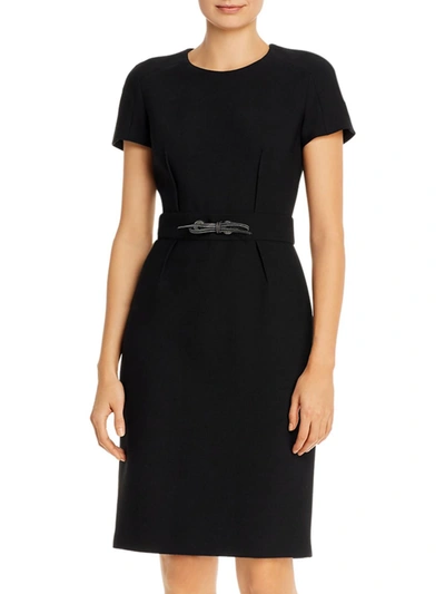 Shop Paule Ka Womens Wool Blend Short Sleeve Shift Dress In Black