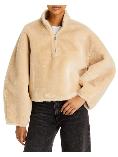Shop Frame Womens Popover Long Sleeves Faux Fur Coat In Beige