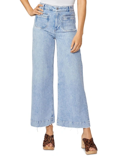 Shop Paige Harper Womens High Rise Frayed Hem Wide Leg Jeans In Multi