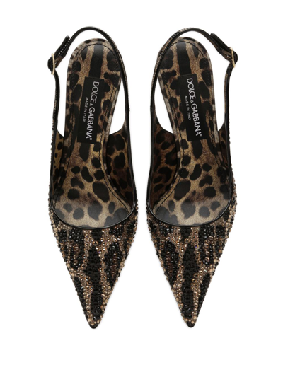 Dolce & Gabbana Water Diamond Decorated With Satin Exposed Heels In Braun