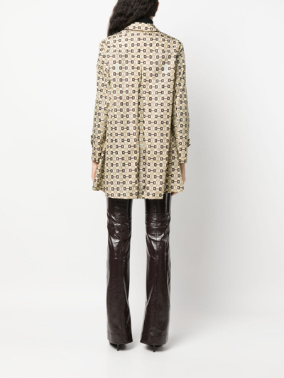 Gucci Horsebit-print Shell Coat In Beige