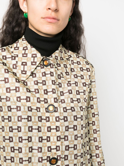 Gucci Horsebit-print Shell Coat In Beige