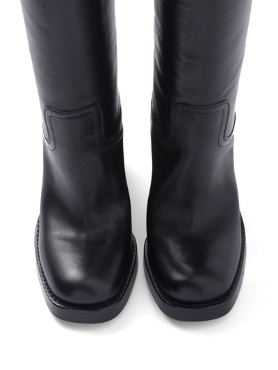 Prada Women's Leather Boots In Schwarz