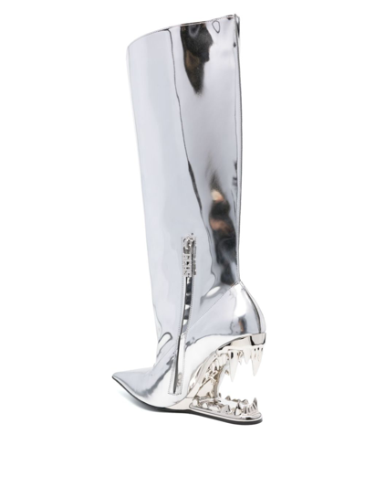 Shop Gcds Morso Mirror 110mm Leather Boots In Silber