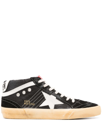Shop Golden Goose Midstar Lace-up Leather Sneakers In Schwarz