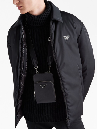 Shop Prada Re-nylon Cropped Down Jacket In Black