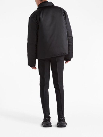 Shop Prada Re-nylon Cropped Down Jacket In Black