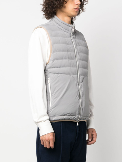 Shop Brunello Cucinelli Stand-up Goose-down Gilet In Grau