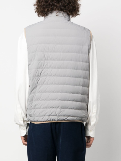 Shop Brunello Cucinelli Stand-up Goose-down Gilet In Grau