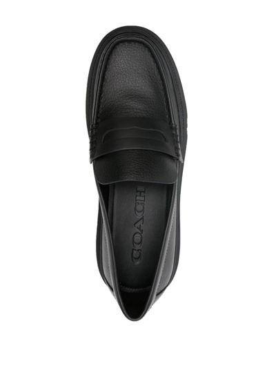 Shop Coach Penny-slot Leather Loafers In Schwarz