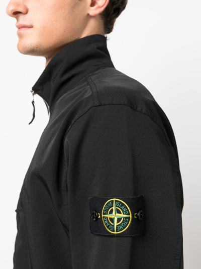 Shop Stone Island Compass-motif Bomber Jacket In Schwarz