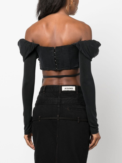 Jacquemus Le Haut Spalla Crop Top In Black