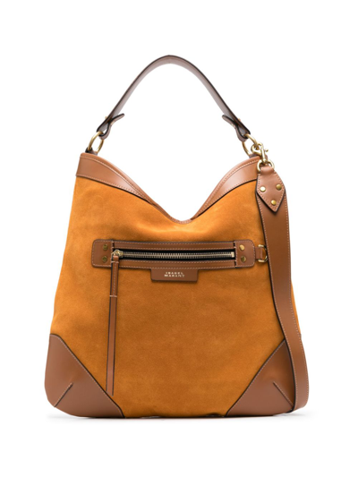 Shop Isabel Marant Suede-finish Leather Tote Bag In Braun