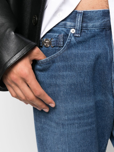 Shop Versace Straight-leg Mid-rise Jeans In Blau