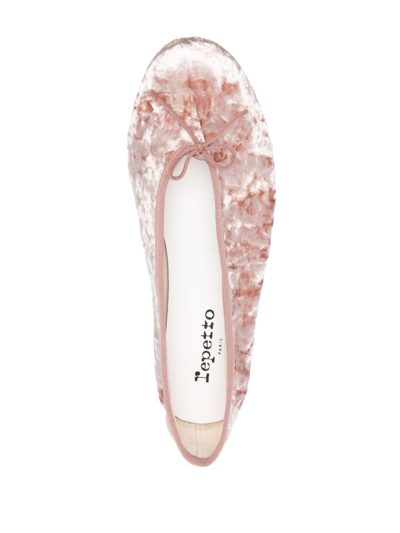 Repetto Crushed Velvet Ballerina Shoes In Rosa